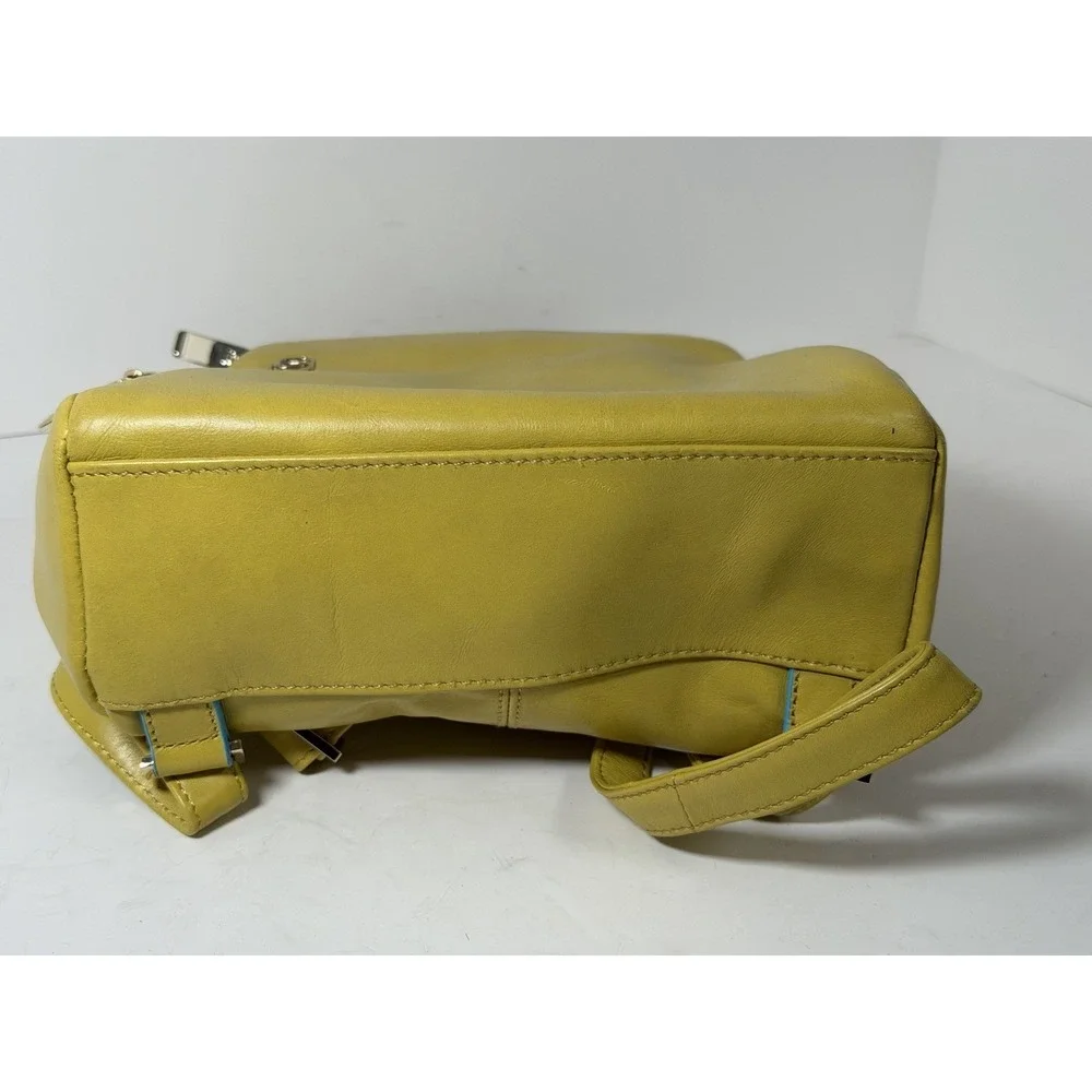 Piquadro Italian Made Small Leather Backpack -Yellow